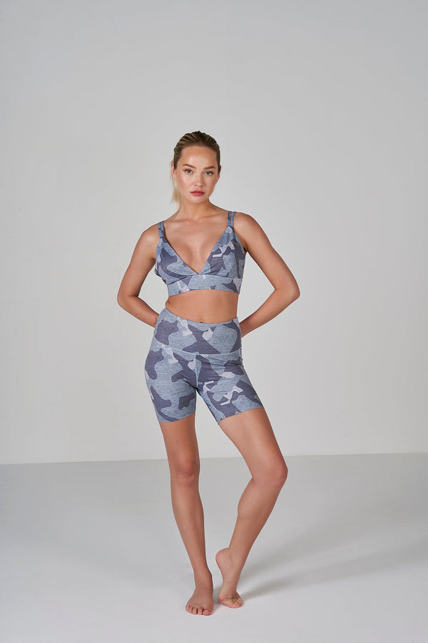 Camo Scrunch Shorts - Light Grey