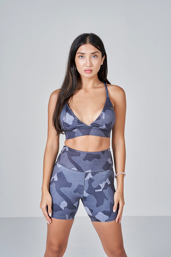 Camo Scrunch Shorts - Dark Grey