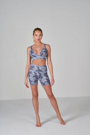 Camo Scrunch Shorts - Light Grey