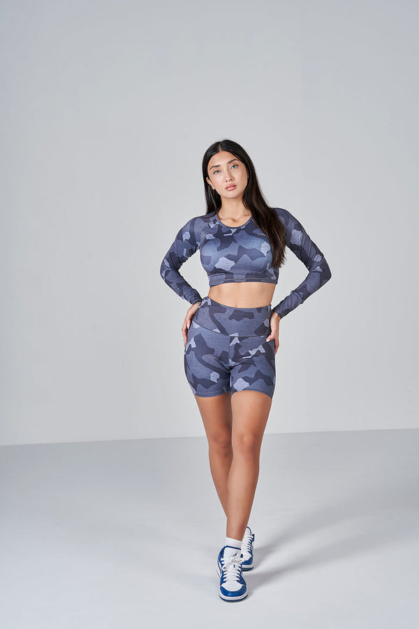 Camo LS Crop - Dark Grey