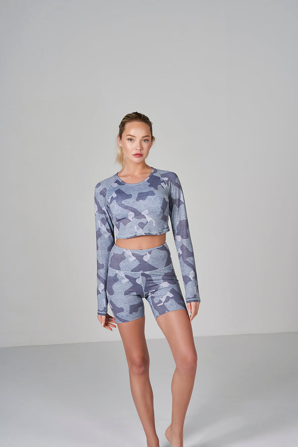 Camo LS Crop - Light Grey