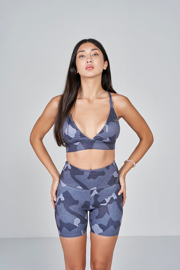 Camo Scrunch Shorts - Dark Grey