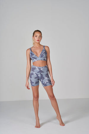 Camo Scrunch Shorts - Light Grey