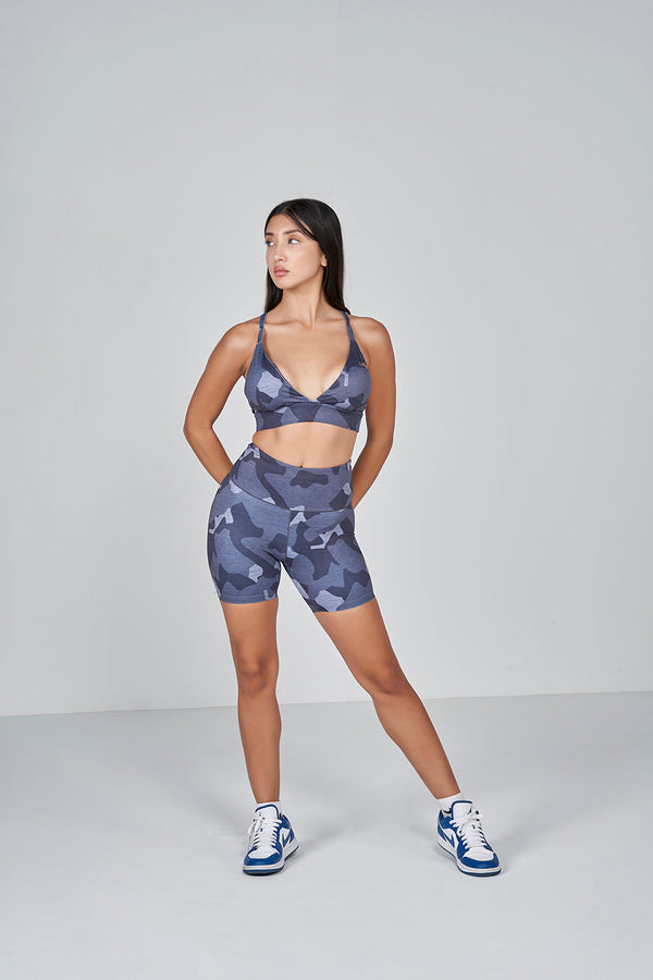 Camo Scrunch Shorts - Dark Grey