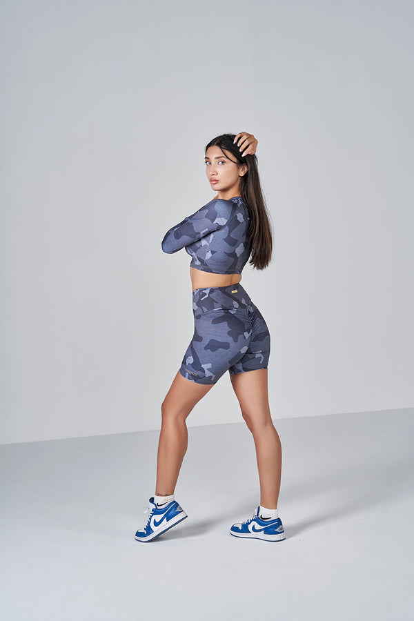 Camo LS Crop - Dark Grey
