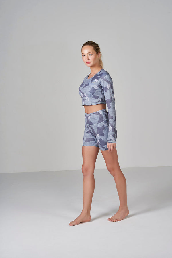 Camo LS Crop - Light Grey