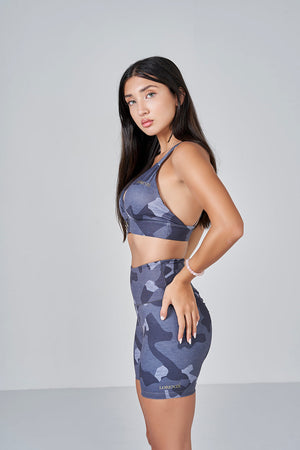 Camo Scrunch Shorts - Dark Grey