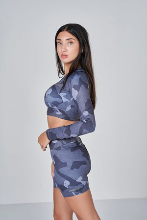 Camo LS Crop - Dark Grey