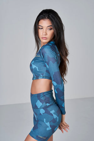 Camo LS Crop - Forrest Green