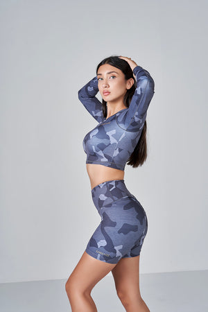 Camo LS Crop - Dark Grey